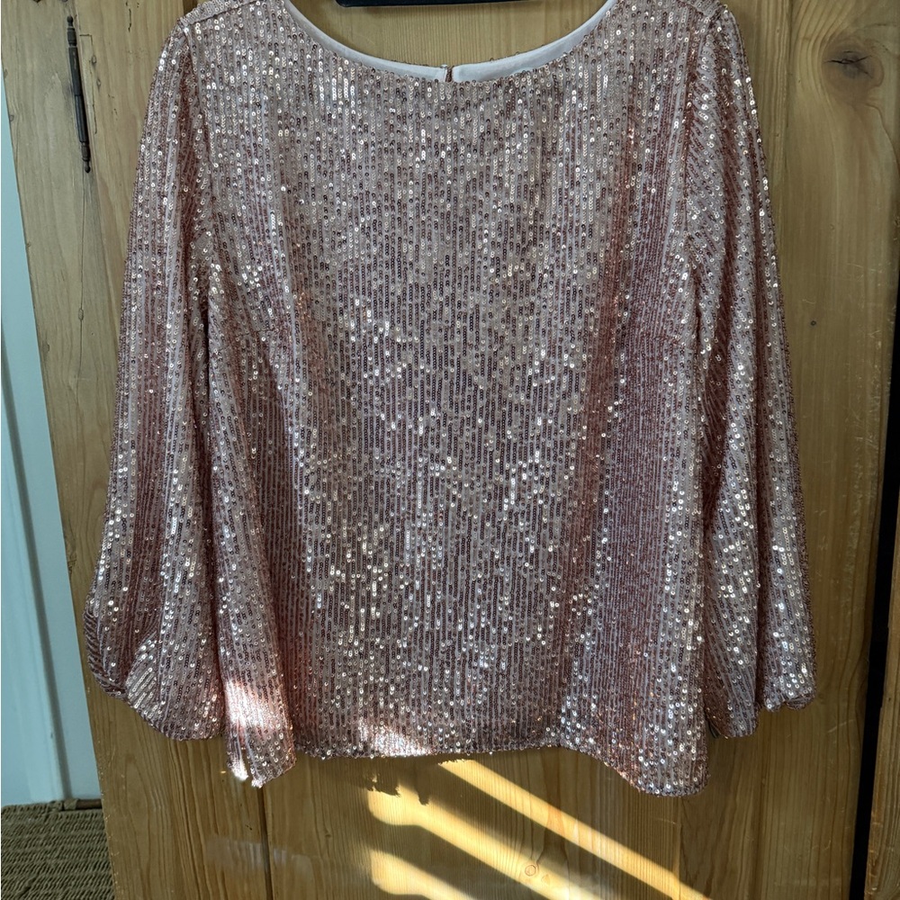 LOFT Sparkling Pink Sequin Blouse